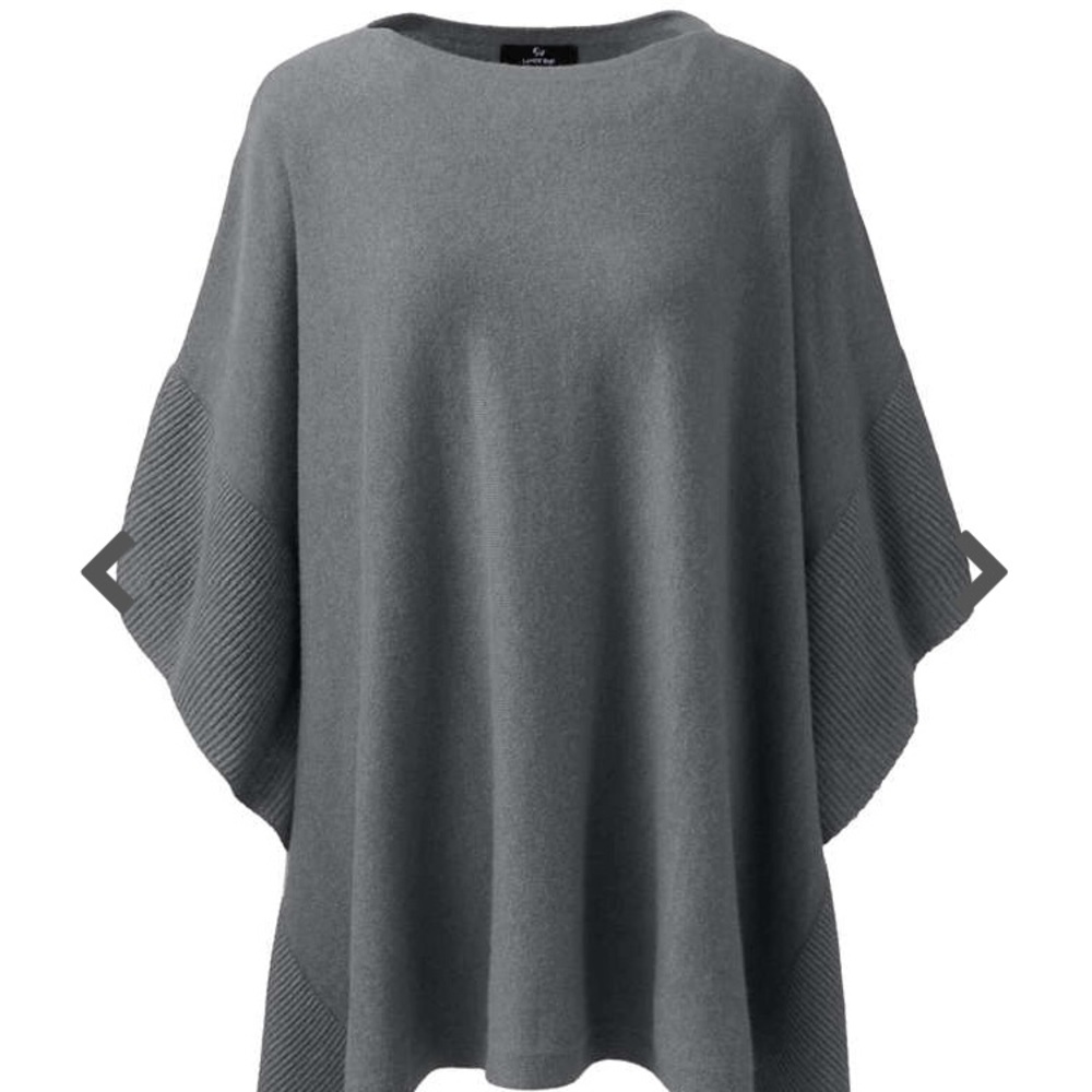 Lands’ End Cashmere ruffle sweater poncho.